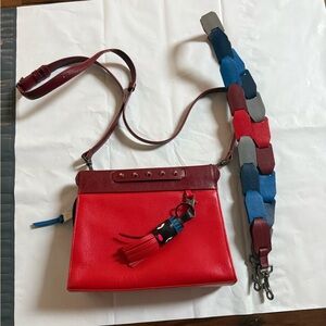 Min & Mon Red Leather Crossbody Bag